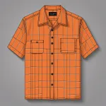 short-sleeved orange button-up cuban shirt image